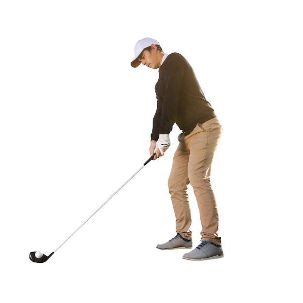 Free PSD view of male golf player