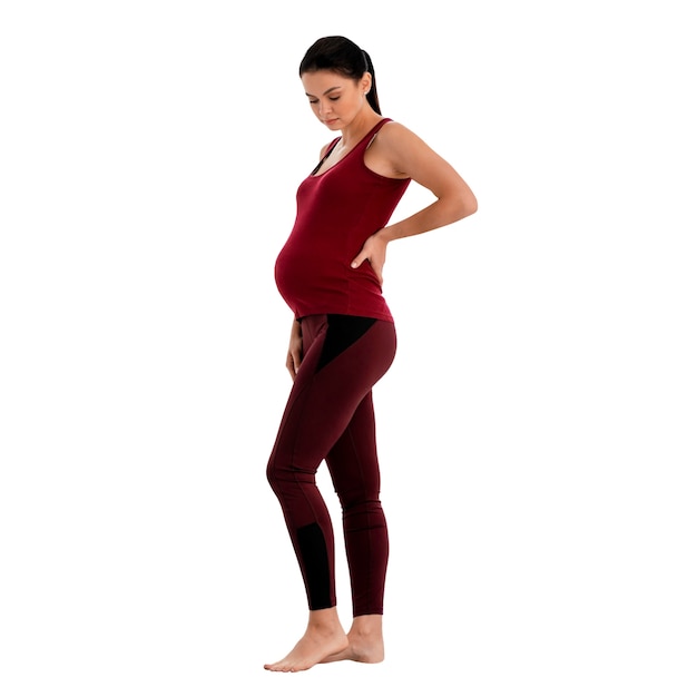 Free PSD view of pregnant woman doing sports