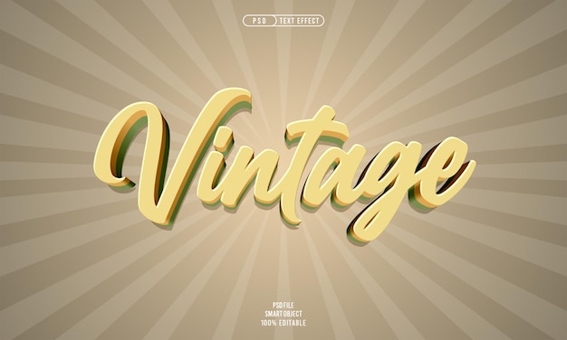 Free PSD vintage 3d editable text effect