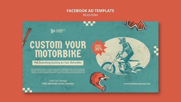 Free PSD vintage motorbike facebook template