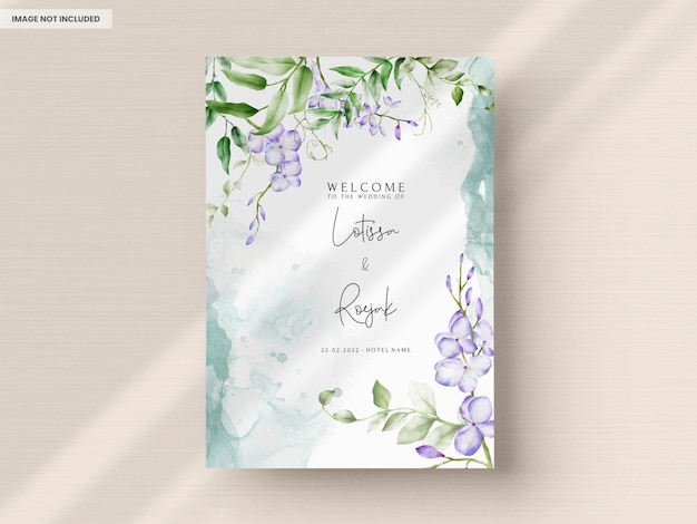 Free PSD vintage wedding invitation template with lilac flower