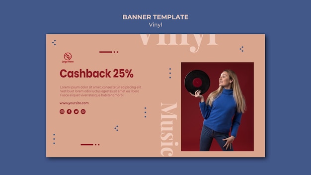 Free PSD vinyl cashback offer banner template