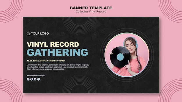 Free PSD vinyl record banner template