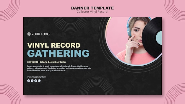 Free PSD vinyl record banner template