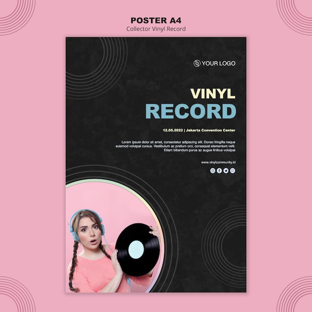 Free PSD vinyl record poster template