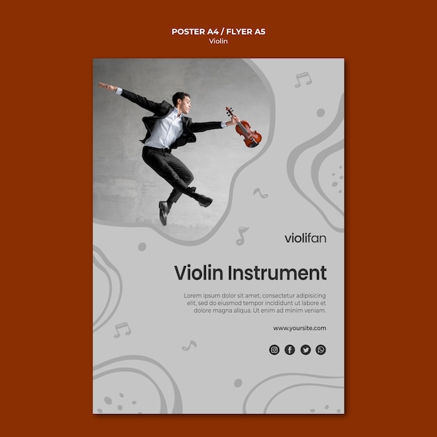 Violin instrument lessons poster template