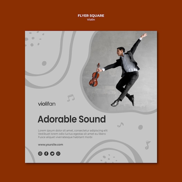 Free PSD violin music lovers square flyer template