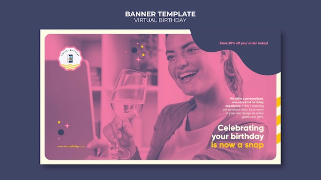 Free PSD virtual birthday banner template