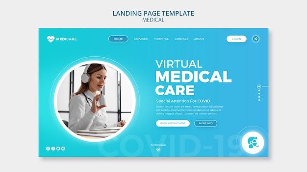 Virtual medical care landing page template