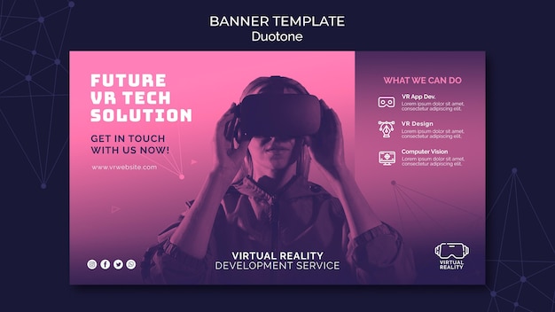 Virtual reality banner template in duotone