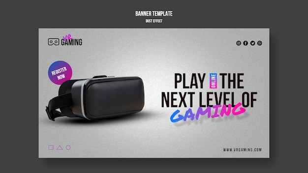 Free PSD virtual reality gaming template banner