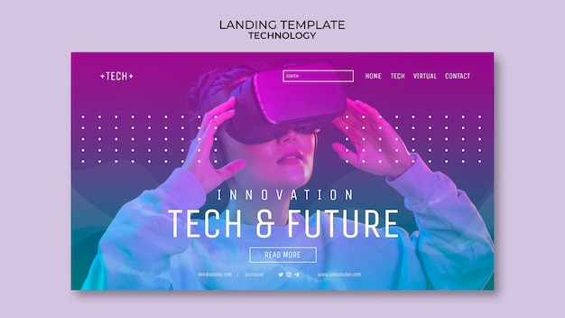 Free PSD virtual reality glasses landing page template