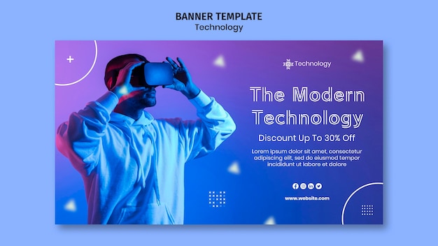 Free PSD virtual reality horizontal banner