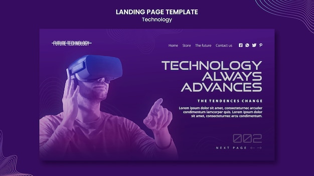 Free PSD virtual reality landing page template