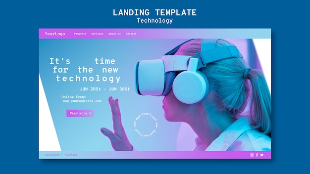 Free PSD virtual reality landing page template