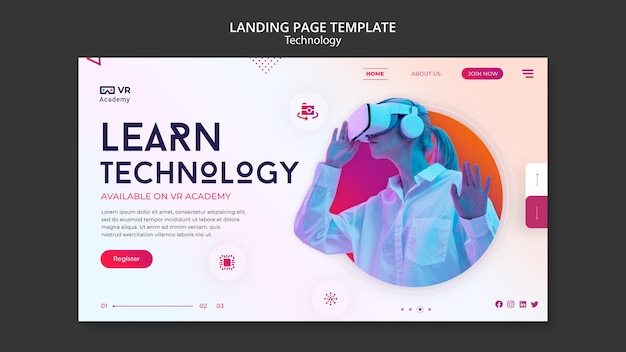 Free PSD virtual reality landing page template