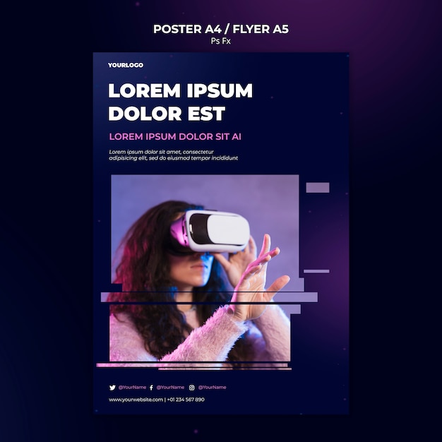 Free PSD virtual reality poster template