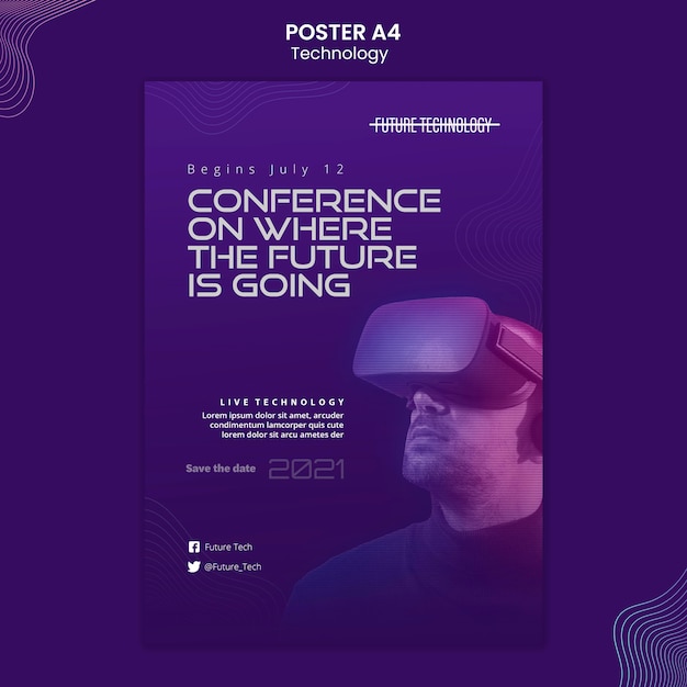 Free PSD virtual reality poster template