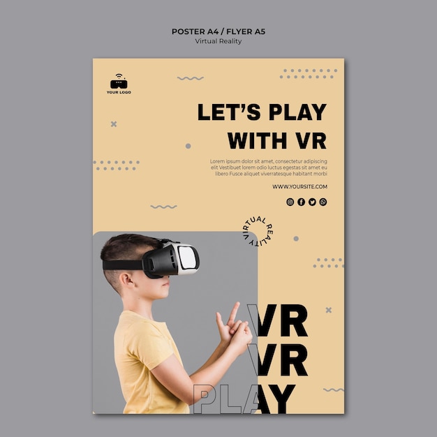 Free PSD virtual reality poster