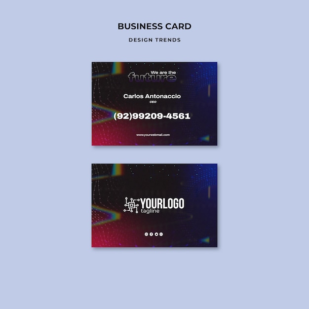 Virtual reality tech horizontal business card template