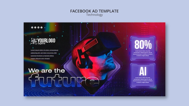 Free PSD virtual reality tech social media promo template