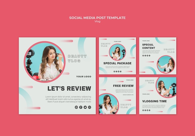 Free PSD vlog concept social media post template