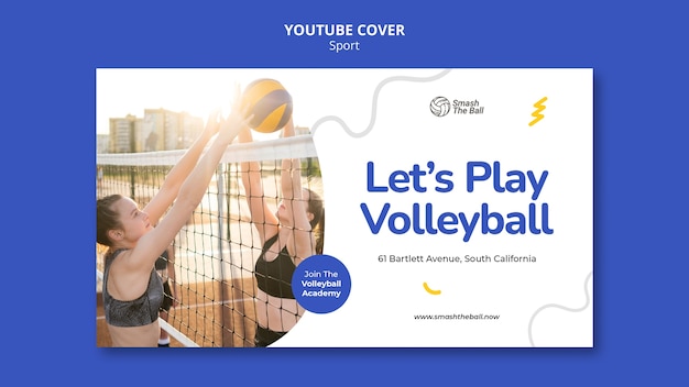 Free PSD volleyball camp tournament youtube cover template