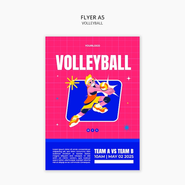 Free PSD volleyball flyer template design