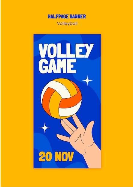 Free PSD volleyball halfpage banner template design