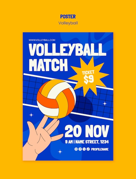 Free PSD volleyball poster template design