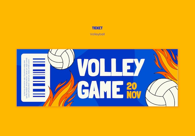 Free PSD volleyball ticket template design