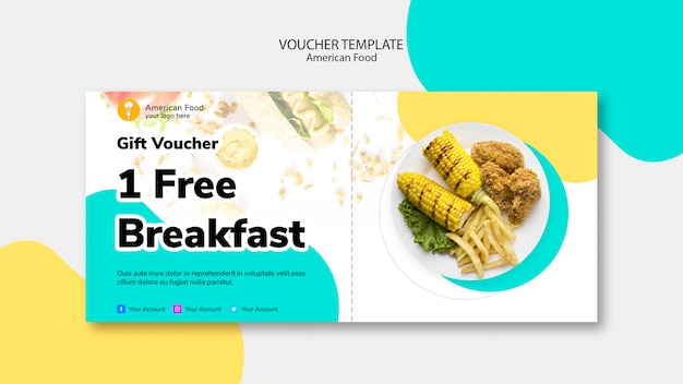 Free PSD voucher template for free breakfast