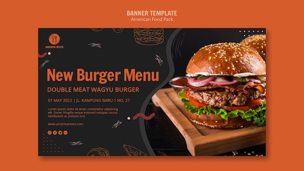 Free PSD voucher template with american food concept