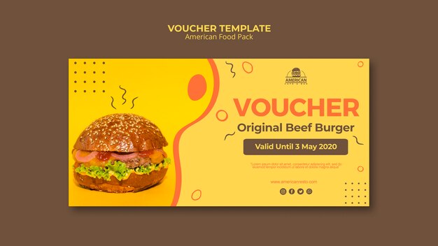 Voucher template with american food concept