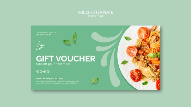 Free PSD voucher template with italian food