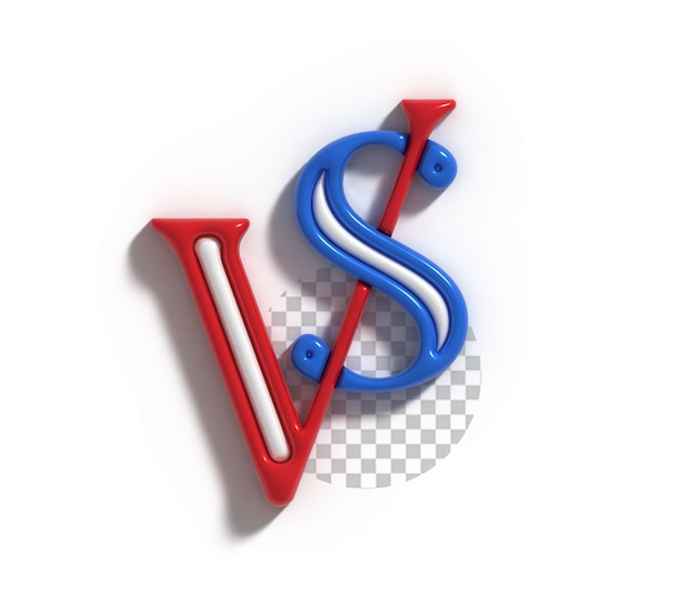 Free PSD vs company 3d letter logo typographical transparent psd