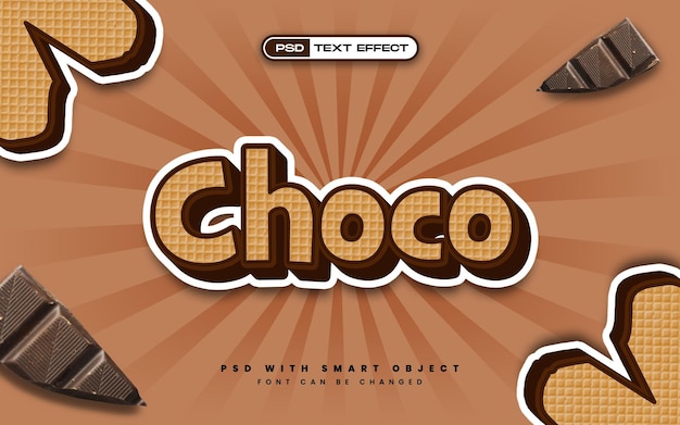 Free PSD wafer choco text effect