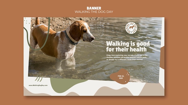 Free PSD walking the dog day banner template