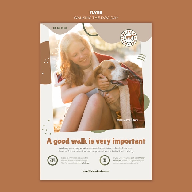 Free PSD walking the dog day template flyer