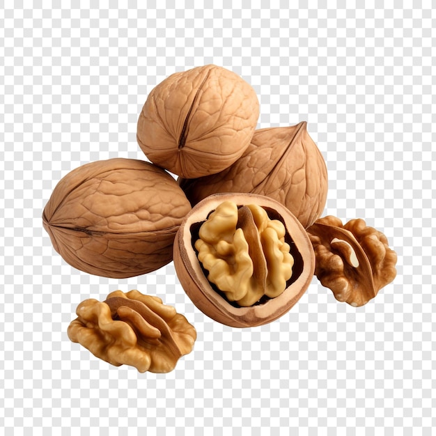 Free PSD walnuts isolated on transparent background