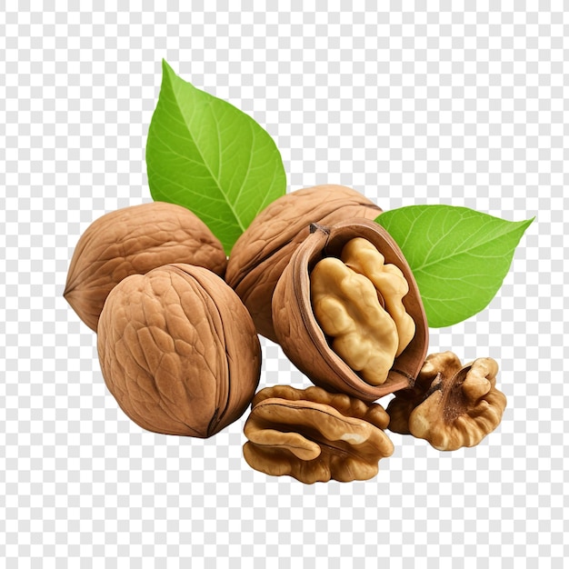 Free PSD walnuts isolated on transparent background