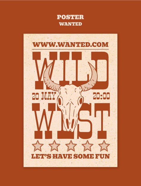 Wanted western poster template