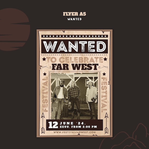 Wanted western poster template