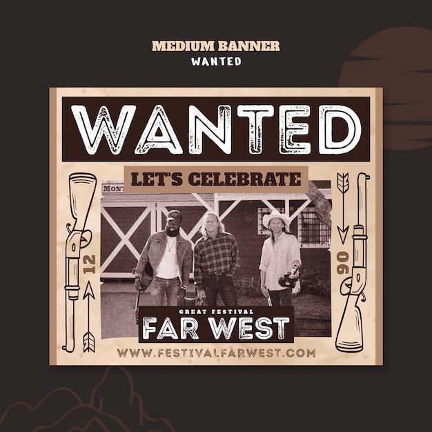 Wanted western poster template