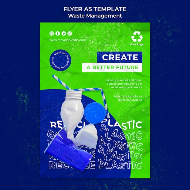 Free PSD waste management flyer design template