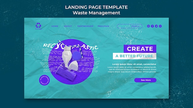 Free PSD waste management landing page design template