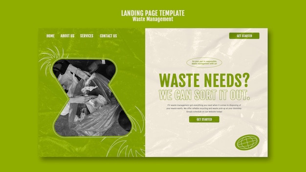 Waste management landing page design template