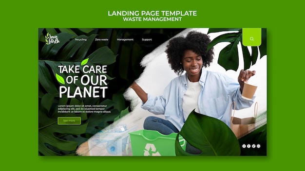 Free PSD waste management landing page post design template