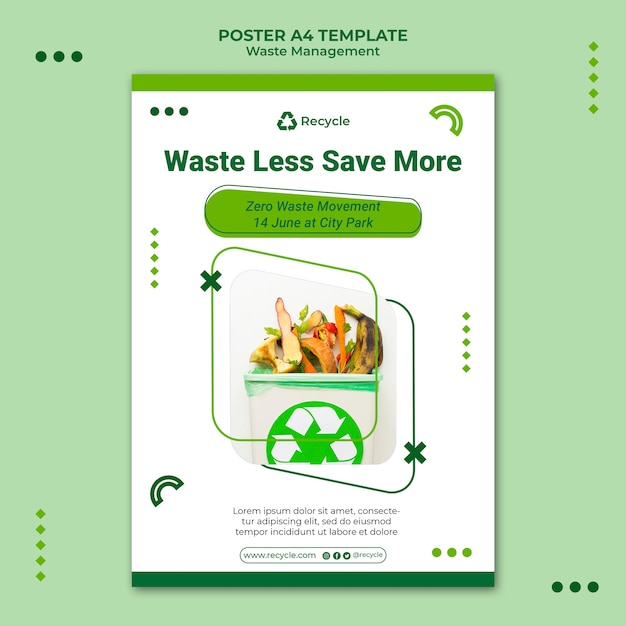 Waste management poster design template