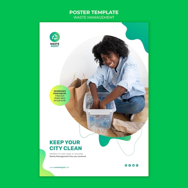 Waste management poster design template